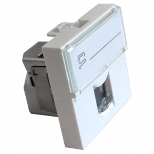 45x45 Mosaic insert, RJ-45 STP, category 6, with shutter and enlarged label field, white